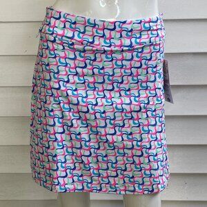 Lulu-B Ladies White Abstract Print Pull On Zip Skort with UPF50+ Sun Protection